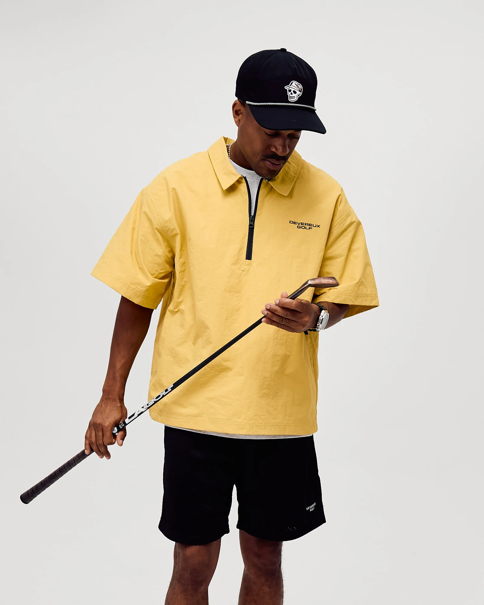 Nylon Short Sleeve Quarter Zip - Acid Yellow - Image 3