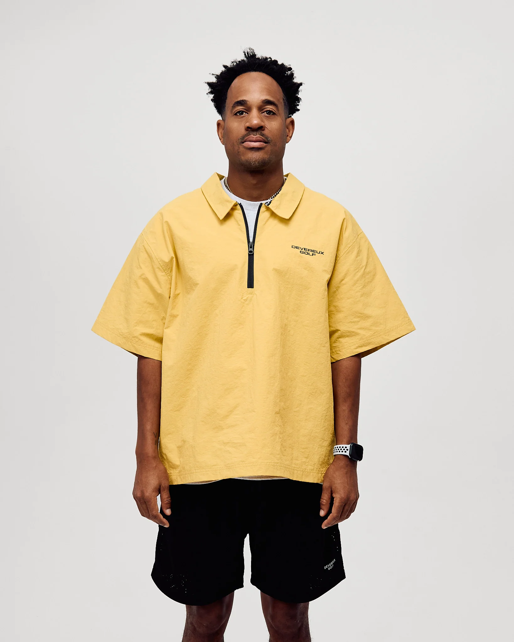 Nylon Short Sleeve Quarter Zip - Acid Yellow - Image 5